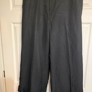 Lauren Ralph Lauren Wide Leg Cuffed Pants in Black Linen Blend